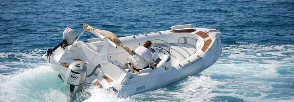 Private speedboat travelling across the sea