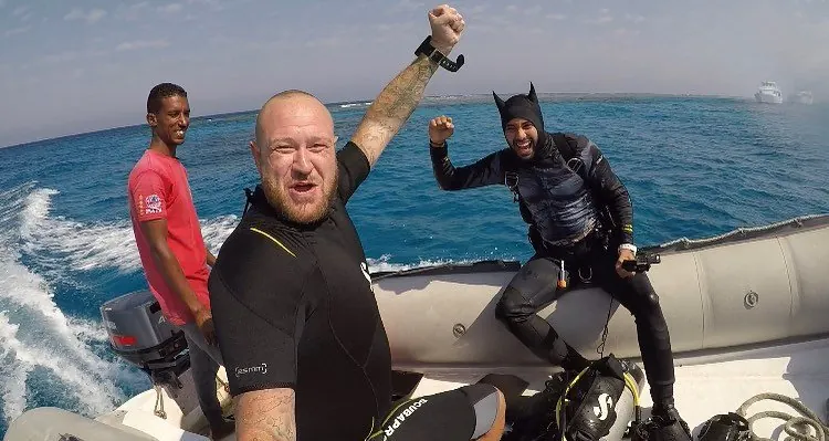 Divers enjoying a boat trip on the Red Sea near Hurghada