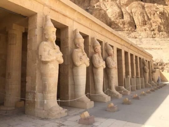 Statues along the colonnade at Hatshepsut Temple
