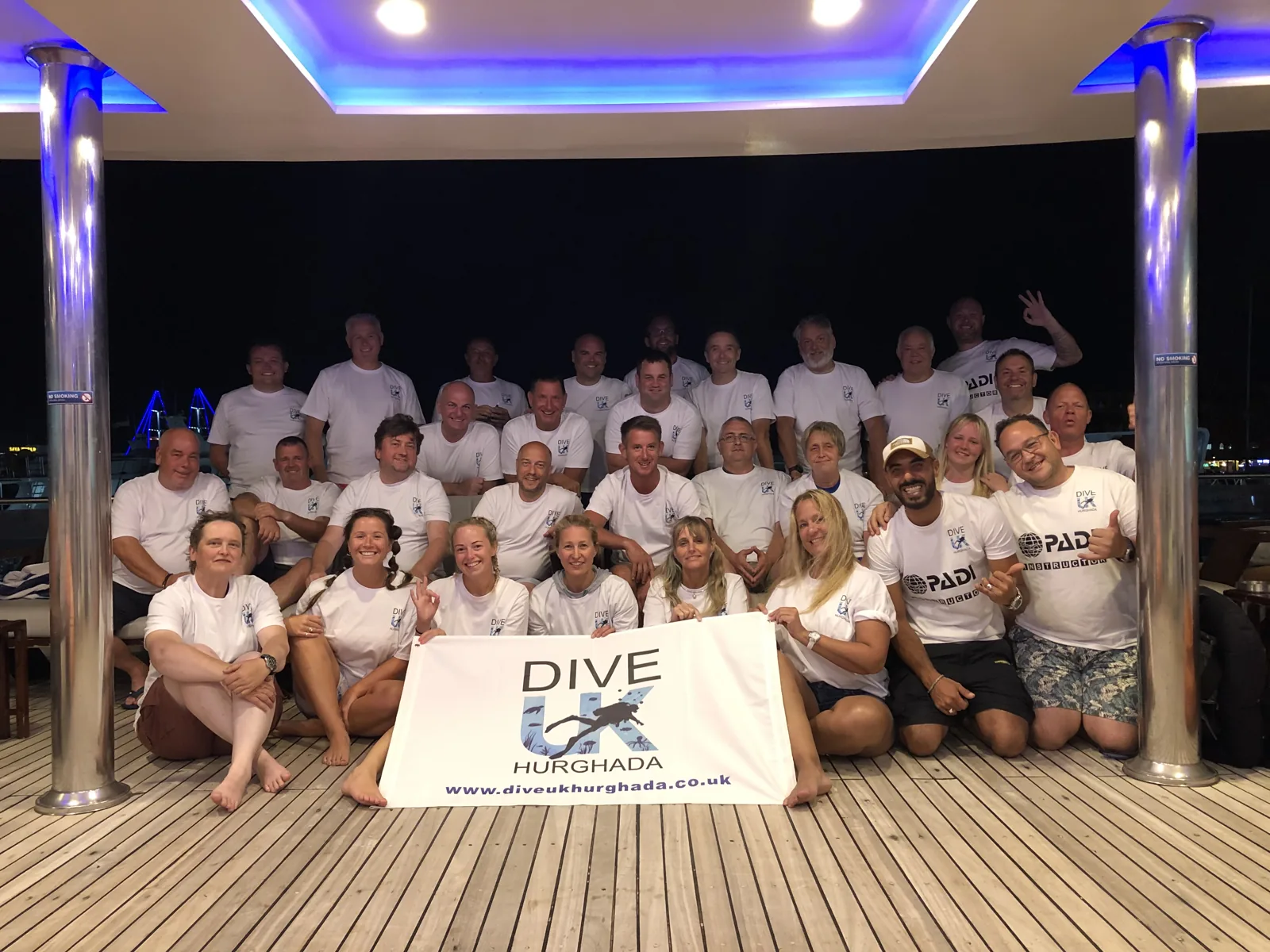 Dive UK Hurghada group gathered on the boat in the evening